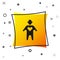 Black Volunteer icon isolated on white background. Yellow square button. Vector