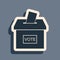 Black Vote box or ballot box with envelope icon isolated on grey background. Long shadow style. Vector