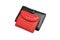 Black wallet and red purse on white