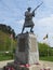 Black Watch Corner memorial statue of WW1 Scottish Highlander, near Ypres, Belgium