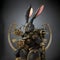 The black water rabbit is the symbol of 2023 in steampunk style. Happy New Year. AI generated image