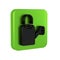 Black Watering can icon isolated on transparent background. Irrigation symbol. Green square button.