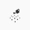 Black watering can with three water drops in green circle. Watering pictogram.