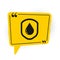 Black Waterproof icon isolated on white background. Water resistant or liquid protection concept. Yellow speech bubble