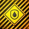 Black Waterproof icon isolated on yellow background. Water resistant or liquid protection concept. Warning sign. Vector