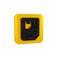 Black Waybill icon isolated on transparent background. Yellow square button.