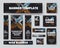 Black web banner template with cross and blurry photo, geometric business posters, for advertising in online stores, social media