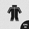 Black Wetsuit for scuba diving icon isolated on transparent background. Diving underwater equipment. Vector