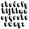 Black and white 3d font, single color simple and bold letters al