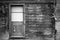 Black and White Abandoned Building Weathered Wood with Door