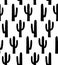 Black and white abstract cactus pattern. Simple botanical background