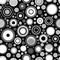 Black and white abstract geometric circles seamless pattern, vector