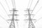 Black & white abstract hight voltage tower line on the sky background.