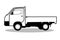 black and white abstract line art illustration pick up car, small car for cargo