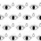 Black and white abstract pattern with open crying eyes.