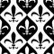 Black and white abstract royal lily ornament seamless pattern, vector