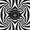 Black and white abstract striped background. Pattern with optical illusion. 3d surreal vector illustration