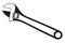 Black and white adjustable wrench silhouette