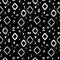 Black and white aged geometric aztec ethnic grunge seamless pattern, vector