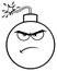 Black And White Angry Bomb Face Cartoon Mascot Character With Expressions