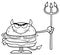 Black And White Angry Devil Burger Cartoon Character Holding A Trident
