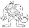 Black And White Angry Werewolf Cartoon Mascot Character