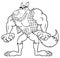 Black And White Angry Werewolf Cartoon Mascot Character.