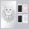 Black and white animal Cat head, boho style. Vector illustration for phone case.