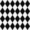 Black and white argyle seamless pattern background. Diamond shapes with dashed lines. Simple flat vector illustration