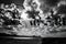 Black and White: Bahamas with a big `Nassau` text in the clouds