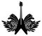 Black and white banner with guitar and wings