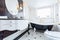 Black and white baroque bathroom