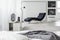 Black and white bedroom interior