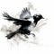 Black And White Bird In Minimalist Style