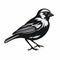 Black And White Bird Silhouette: Detailed Woodcut Illustration