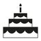 Black and white birthday cake silhouette