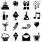 Black and White Birthday Icons Collection