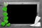 Black And White Blackbord With Green Hearts, Copy Space