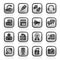 Black and white blogging, communication and social network icons