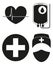 Black and white blood donation silhouette icon set