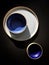 Black, white and blue boll, plates and trays