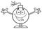 Black And White Bomb Cartoon Mascot Character With Open Arms For Hugging.