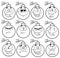 Black And White Bomb Face Cartoon Mascot Character With Emoji Expressions