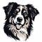 Black And White Border Collie Dog Vector Art With Shepard Fairey Style