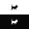 Black and white bull logo design . Circle bull animal logo illustration