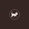 Black and white bull logo design . Circle bull animal logo illustration .