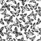 Black and white butterflies seamless pattern