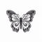 Black And White Butterfly Sketch Icon On White Background