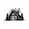 Black And White Cabin Emblem Design: Rustic Naturalism With Distinctive Character