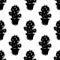 Black and white cactus seamless pattern, vector